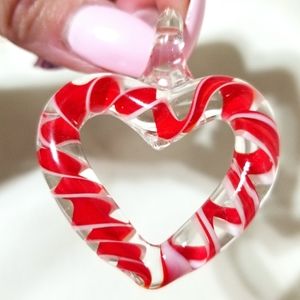 Red heart shaped glass pendant
